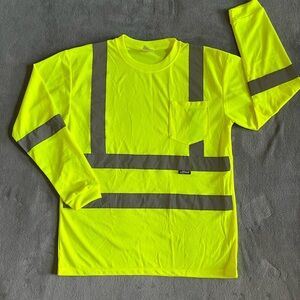 MAXIMUM SAFETY Mens Large High Visibility Yellow ANSI Class 3 Long Sleeve Shirt